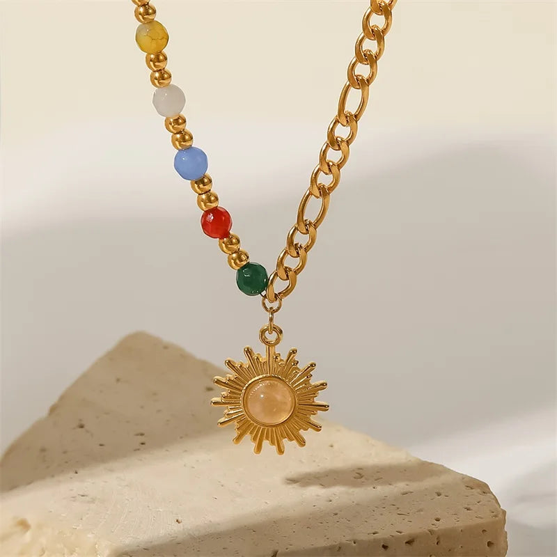 Sun Themed Pendant Necklace