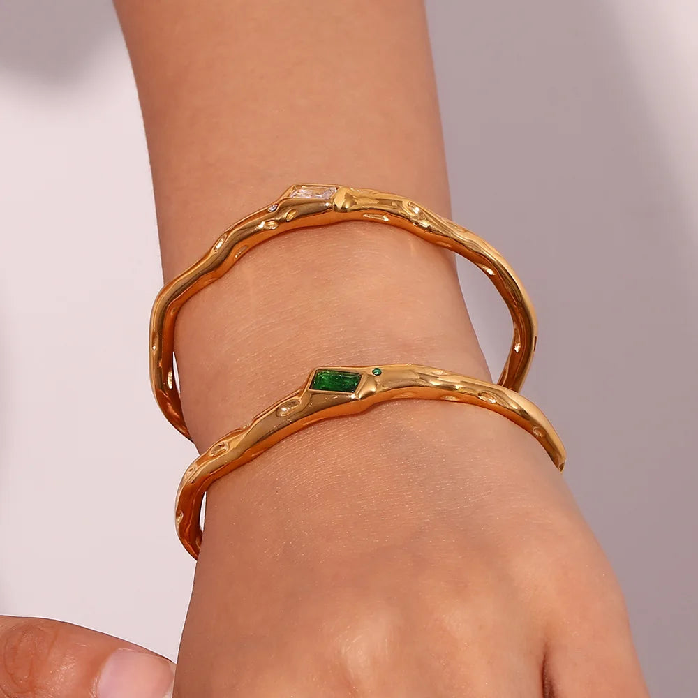 Zircon Rectangular Bangle for Elegant Style