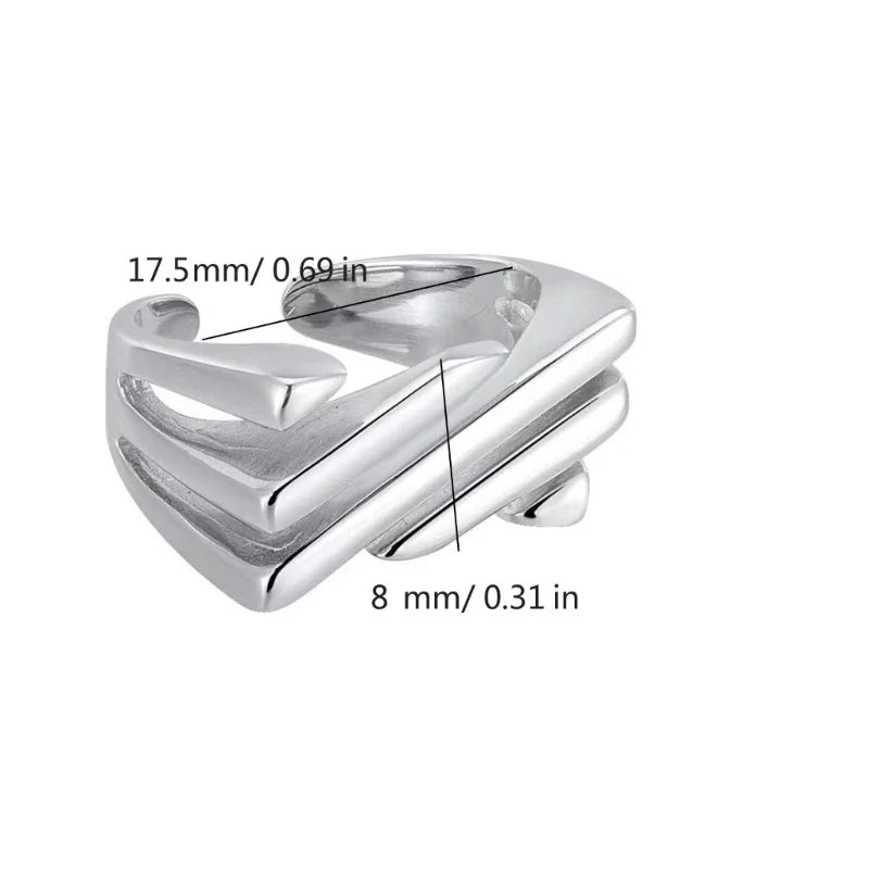 Contemporary Angular Silver Statement Ring