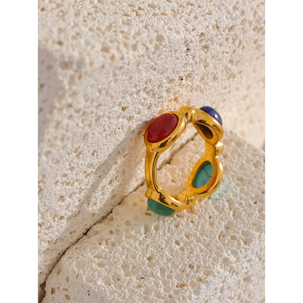 Agate Charm Ring in Natural Stone Design