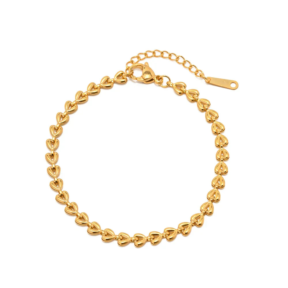 Hollow Heart Braided Gold Plated Bracelet