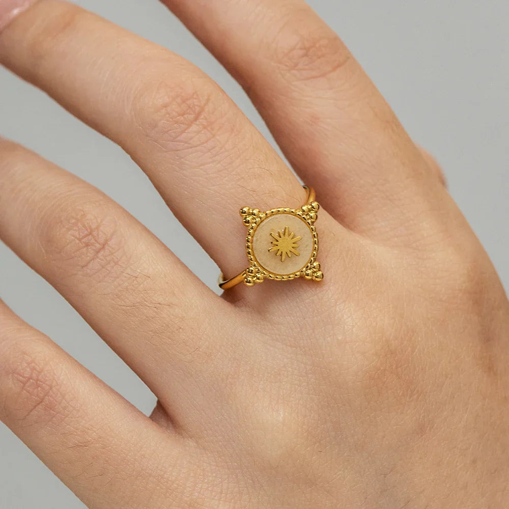 Gold Astrolabe Style Ring for Women