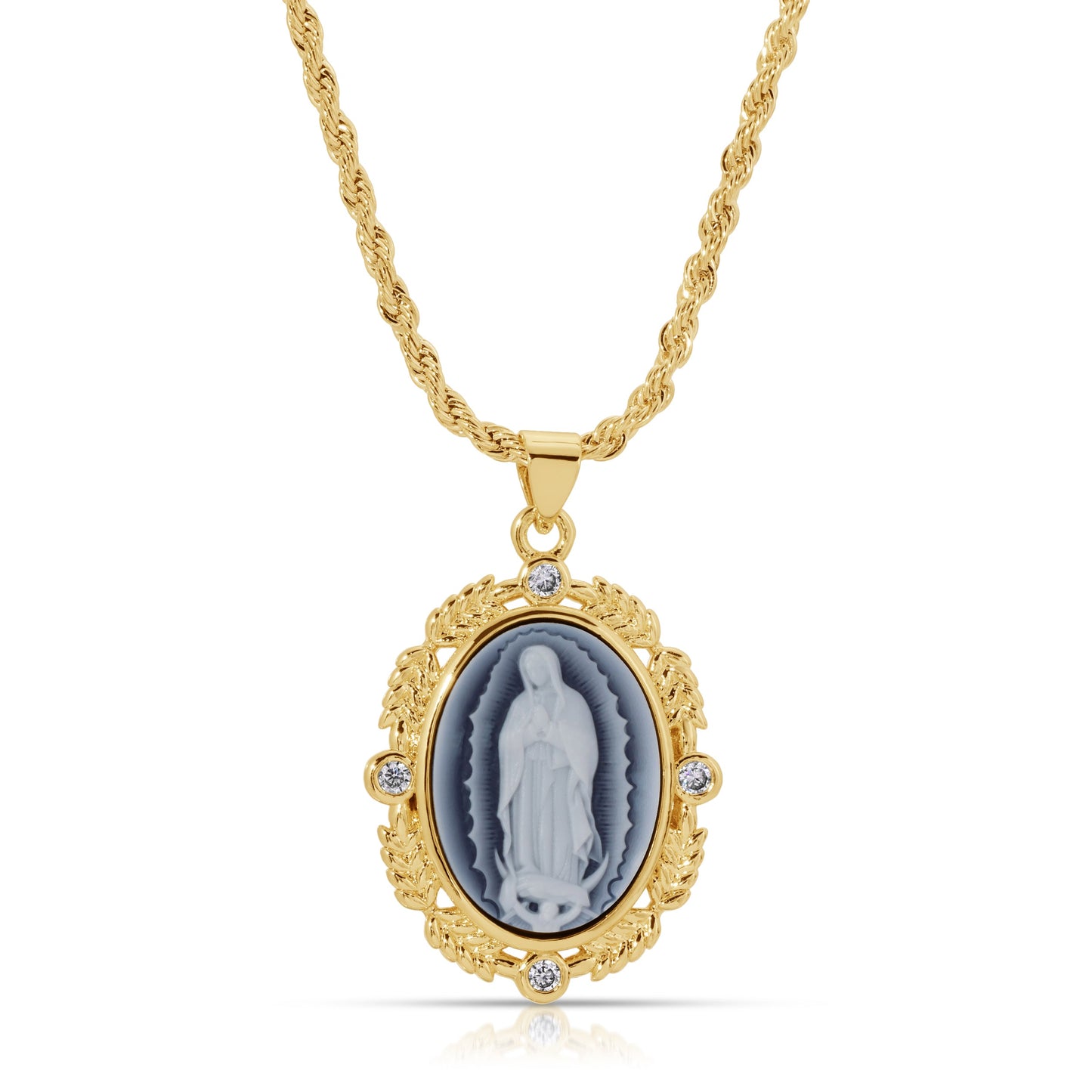 Blue Cameo Mary Necklace in French Style