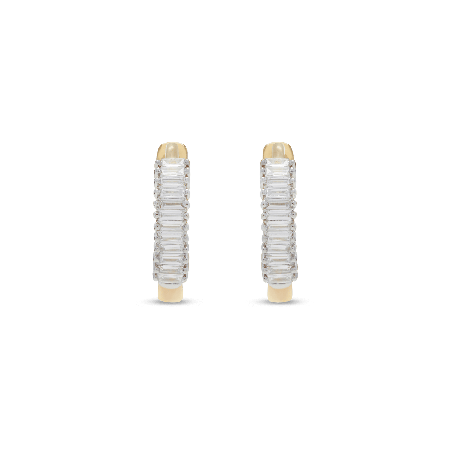 Dainty Baguette Diamond Huggie Earrings