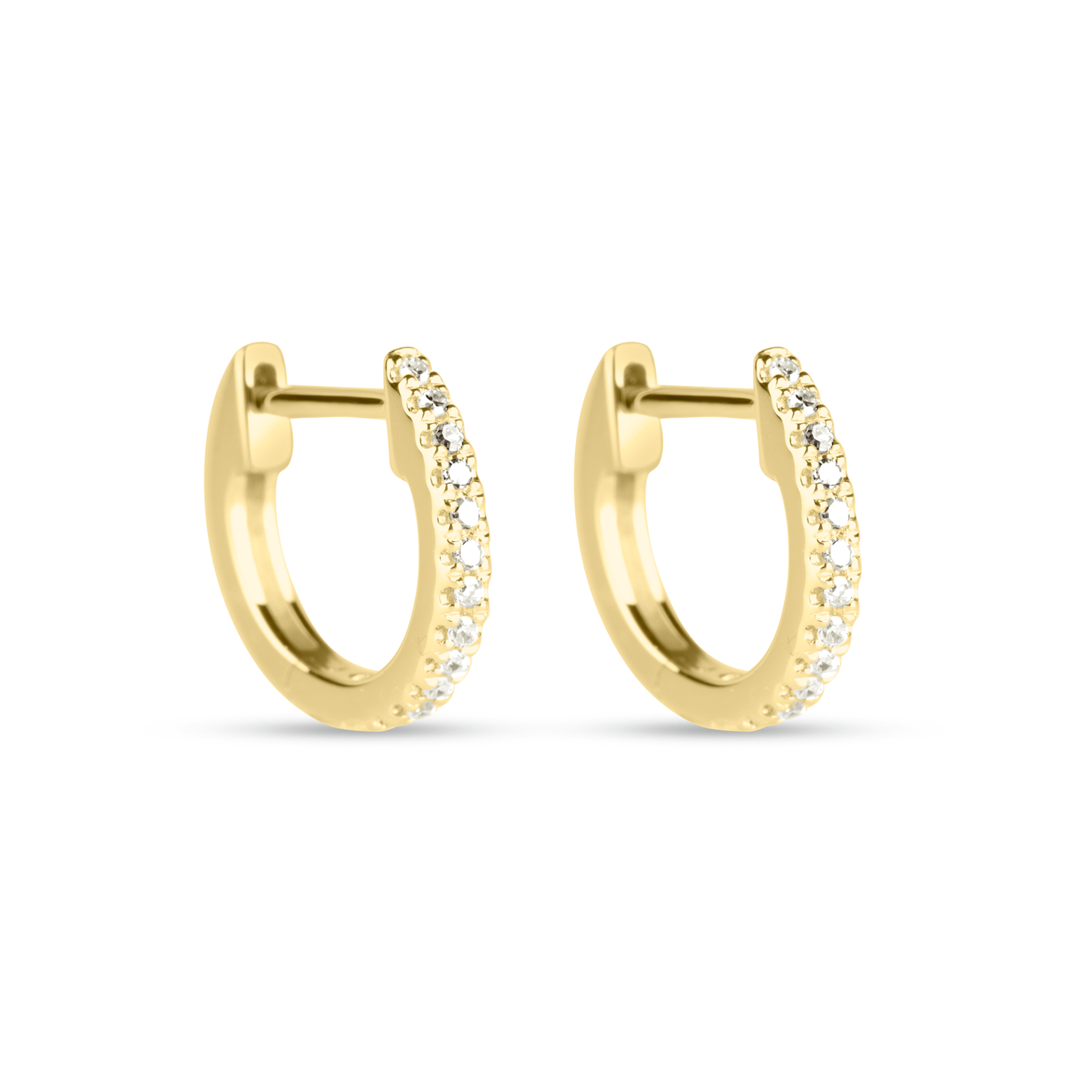 Dainty White Diamond Pave Hoop Earrings