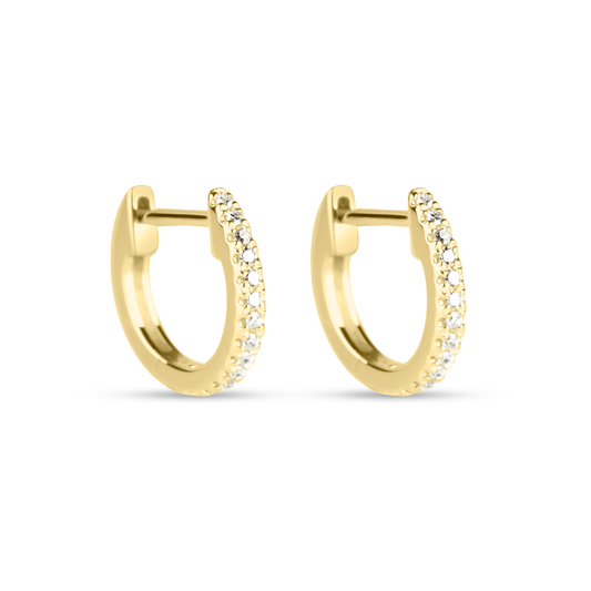 Dainty White Diamond Pave Hoop Earrings