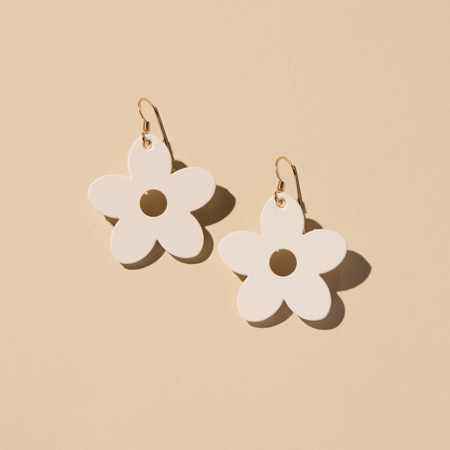 White Petal Design Silver Earrings