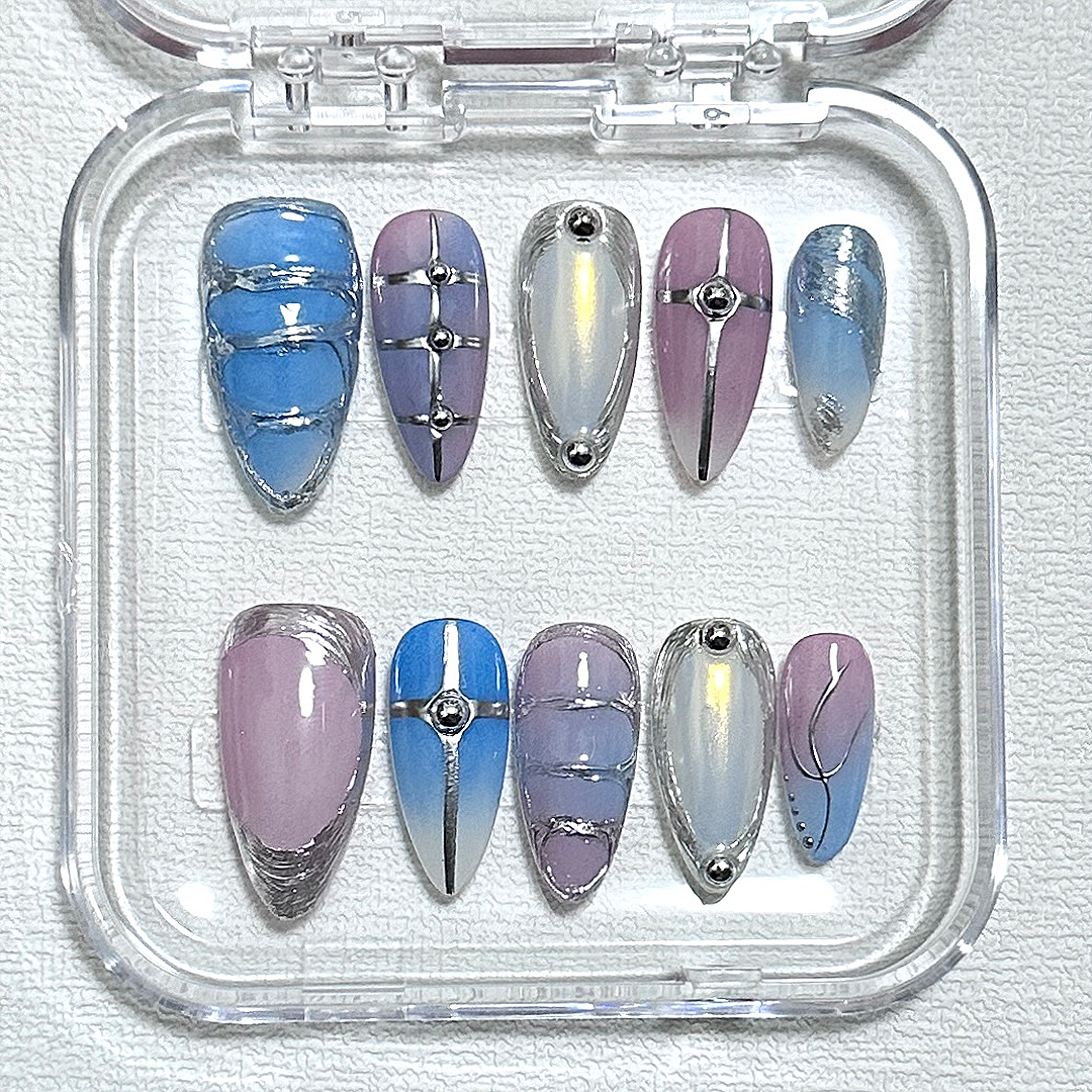 Blue purple gradient metal Y2k hot girl-XHS135