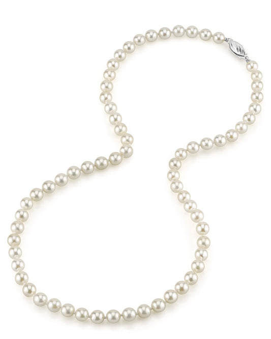 White Japanese Akoya Pearl Necklace, 5.5-6.0mm - AA+ Quality