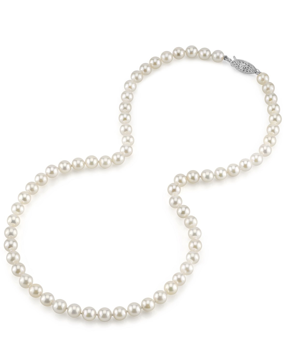 White Japanese Akoya Pearl Necklace, 6.0-6.5mm - AA+ Quality