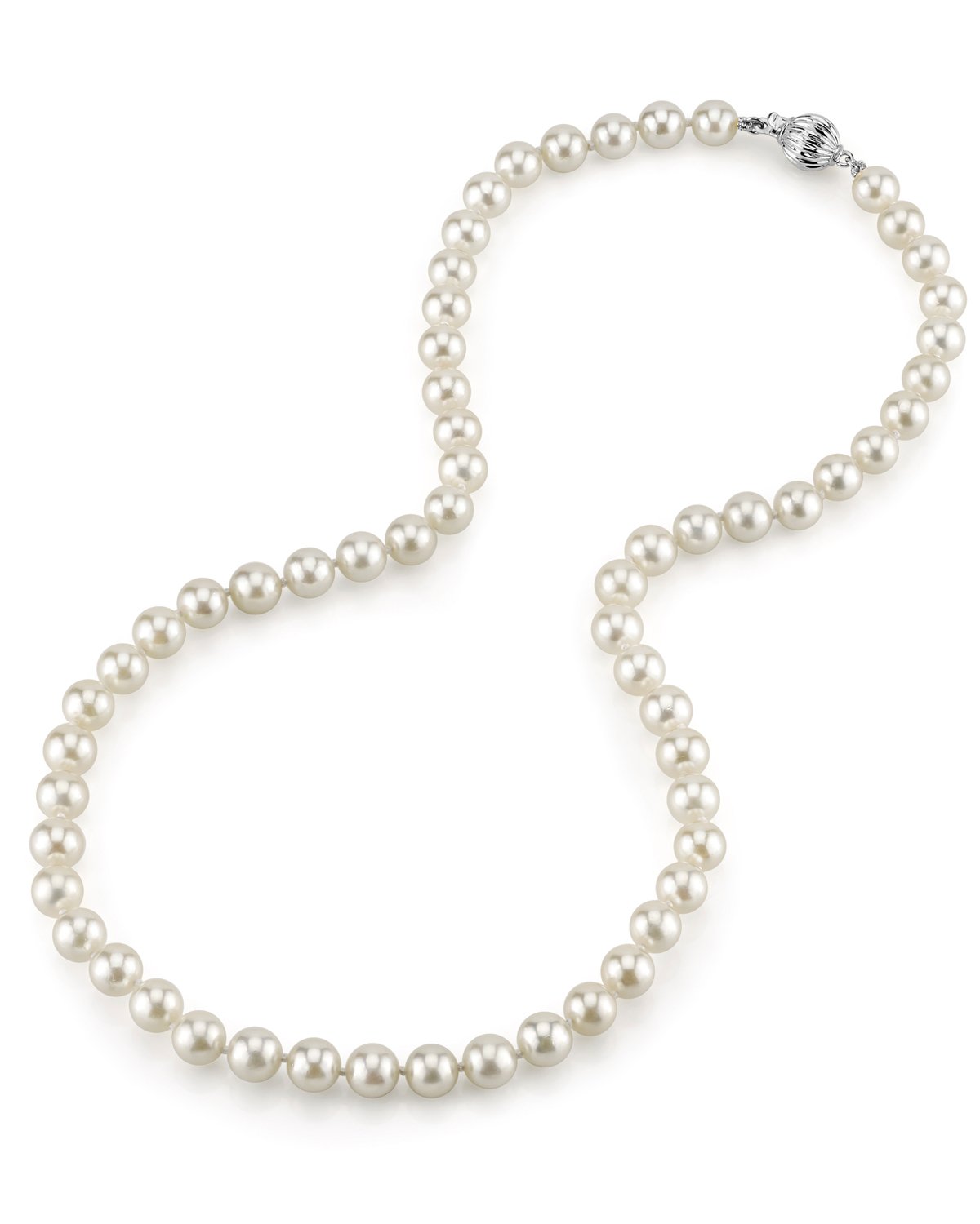 White Japanese Akoya Pearl Necklace, 6.5-7.0mm - AA+ Quality