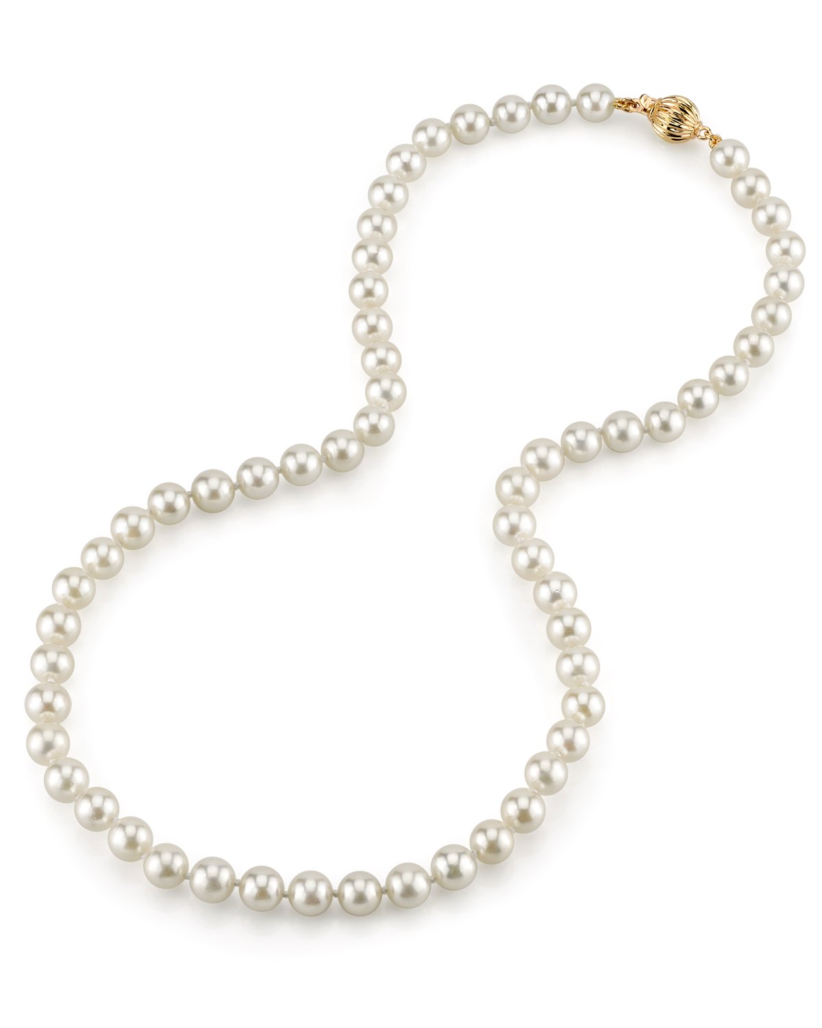 White Japanese Hanadama Akoya Pearl Necklace, 6.5-7.0mm