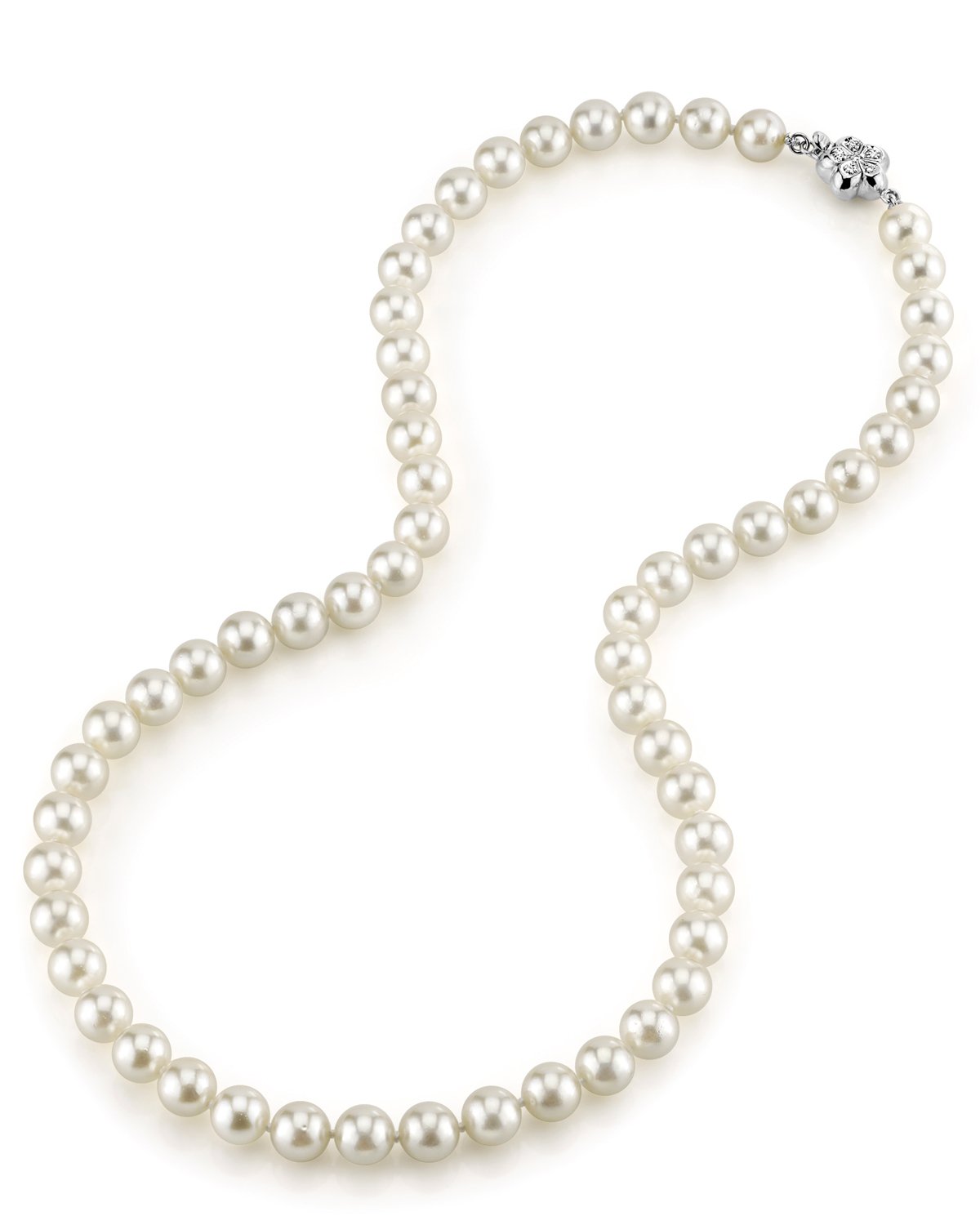 White Japanese Akoya Pearl Necklace, 7.0-7.5mm - AA+ Quality