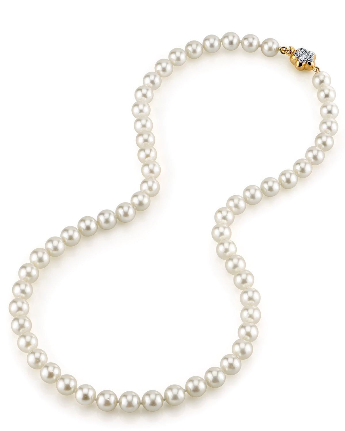 White Japanese Akoya Pearl Necklace, 7.0-7.5mm - AA+ Quality