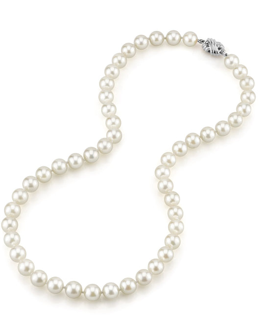 White Japanese Akoya Pearl Necklace, 8.0-8.5mm - AAA Quality