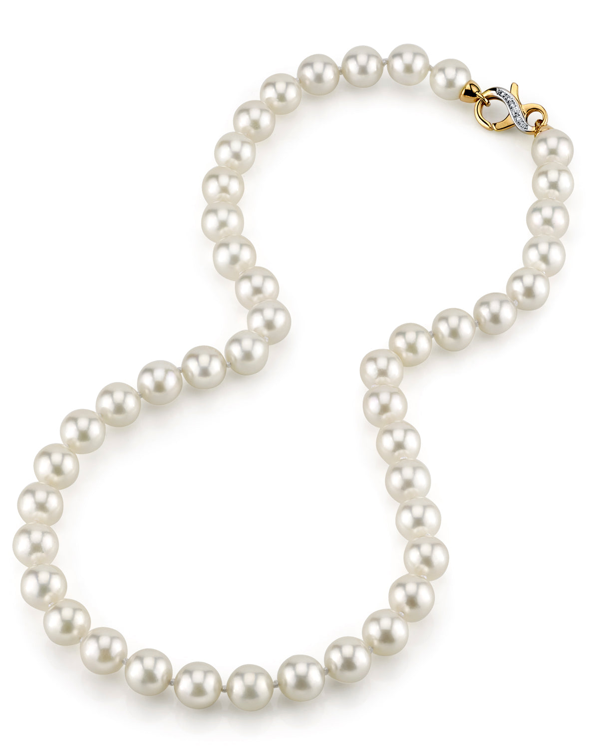 White Japanese Akoya Pearl Necklace, 9.0-9.5mm - AA+ Quality