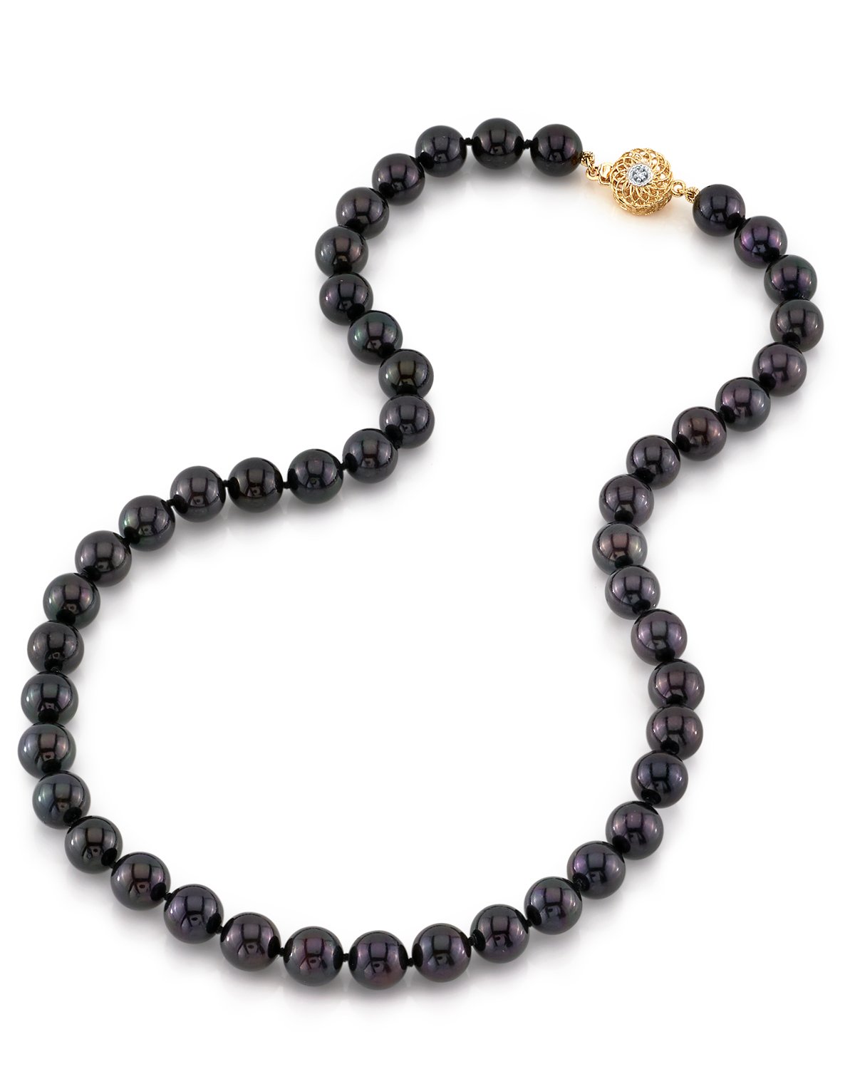 Black Akoya Pearl Necklace 8.5 to 9.0mm Size