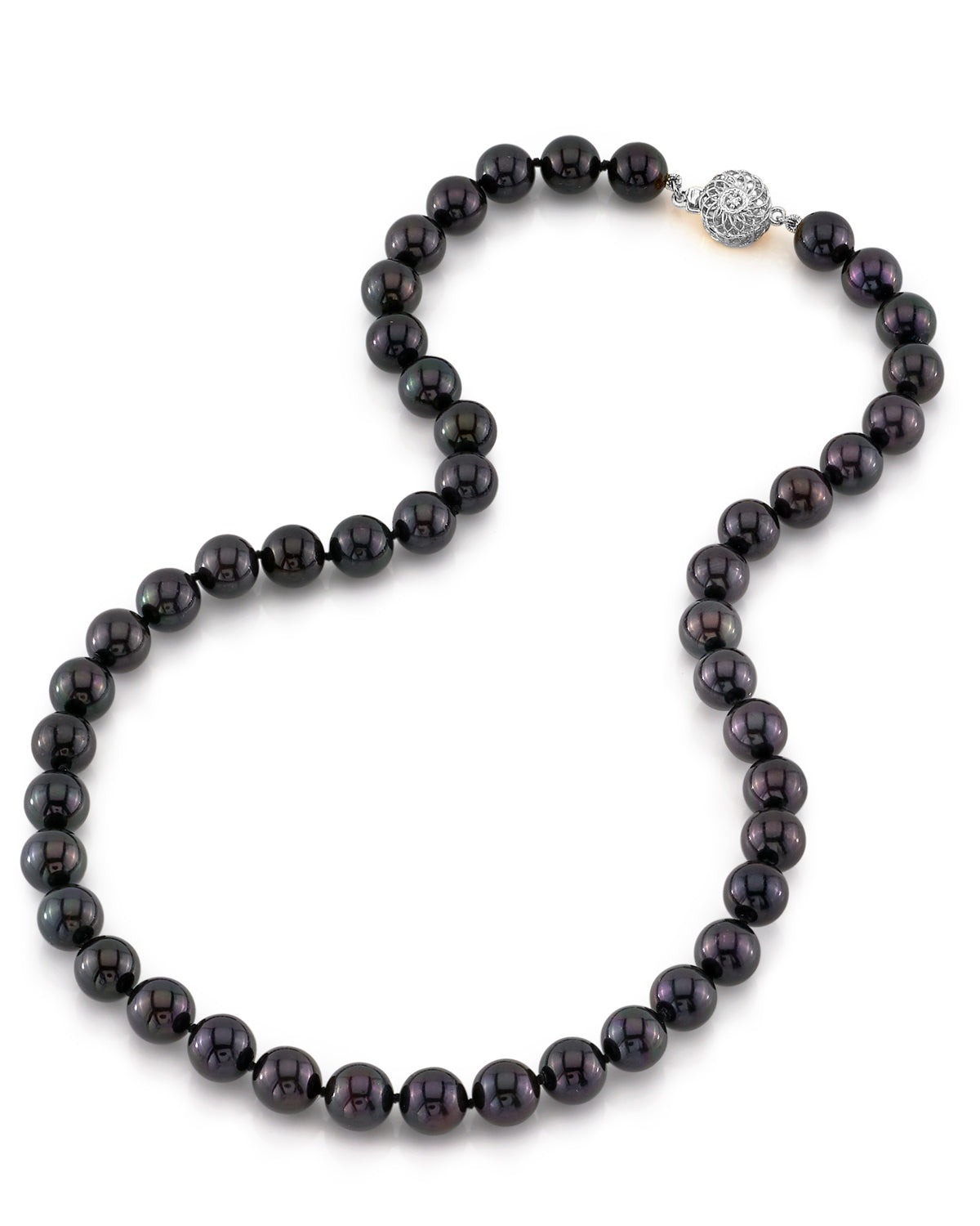 Black Japanese Akoya Pearl Necklace, 8.5-9.0mm - AA+ Quality