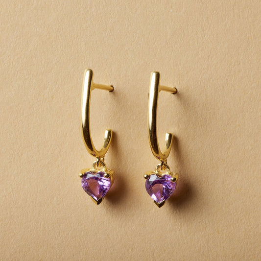 Amethyst Birthstone Hoop Earrings for Everyday Wear