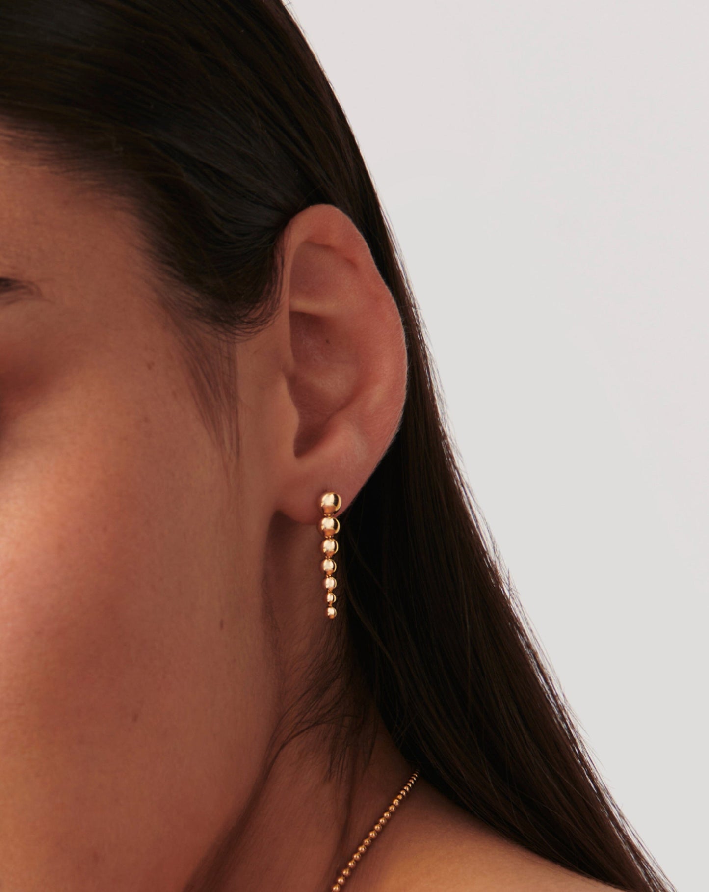 Beaded Drop Stud Earrings in 18k Gold Vermeil