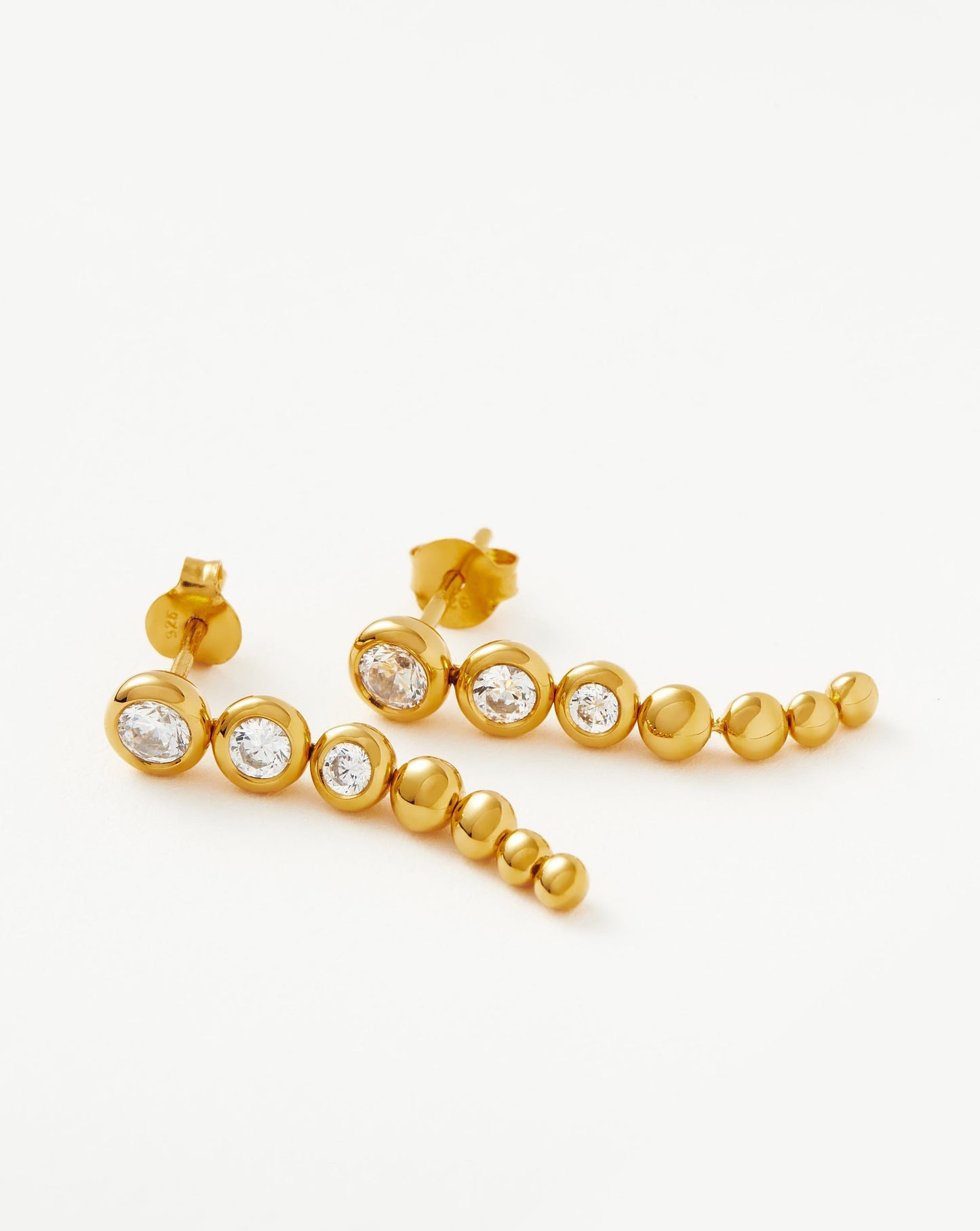 Beaded Stone Drop Stud Earrings in Gold Vermeil