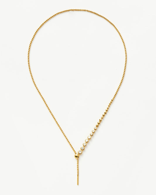 Beaded Stone Lariat Necklace in Gold Vermeil