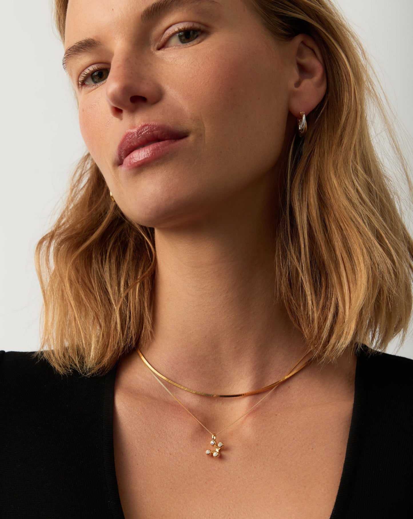 18k Gold Vermeil Atom Pendant Necklace with Cubic Zirconia