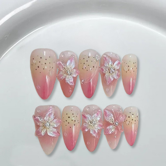 Orchids after the rain Almond nails-XHS552