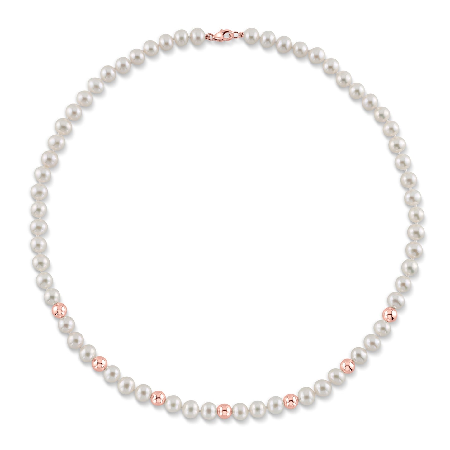 7.5-8.0mm White Freshwater and Rose Gold Cultured Pearl Corey Necklace