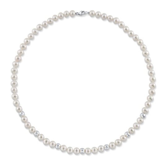 7.5-8.0mm White Freshwater Cultured Pearl Corey Necklace