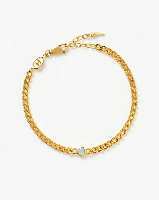 Aqua Chalcedony Chain Bracelet in Gold Plated Vermeil