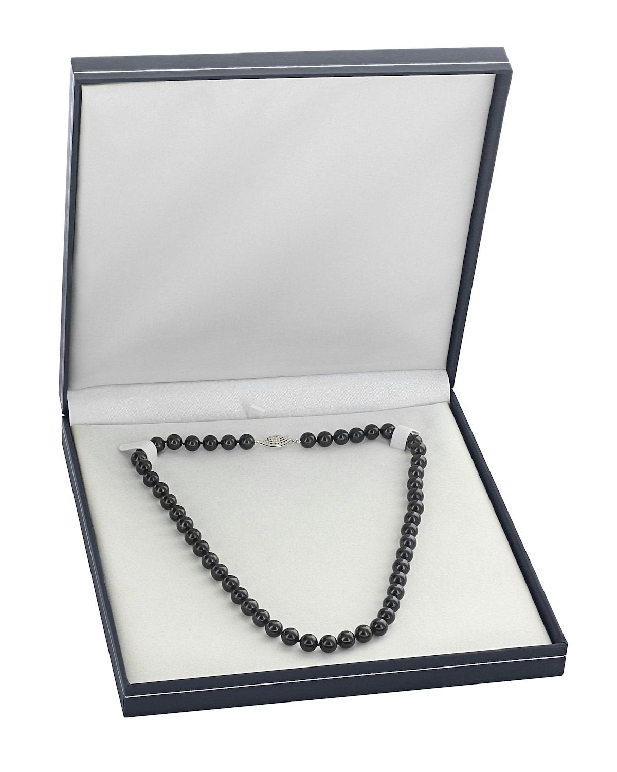 Black Japanese Akoya Black Pearl Necklace, 6.5-7.0mm - AA+ Quality