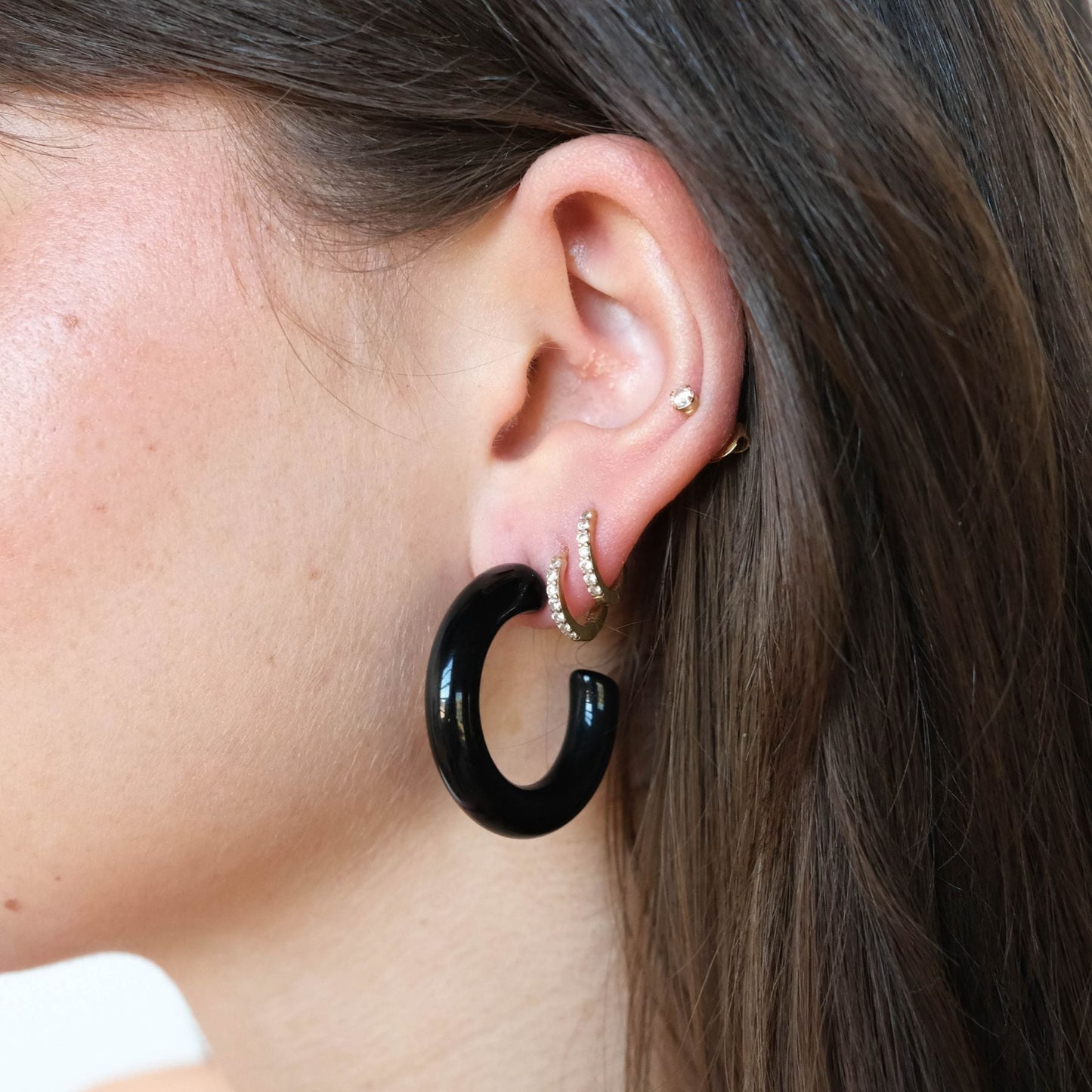 Black Acrylic Hoop Earrings