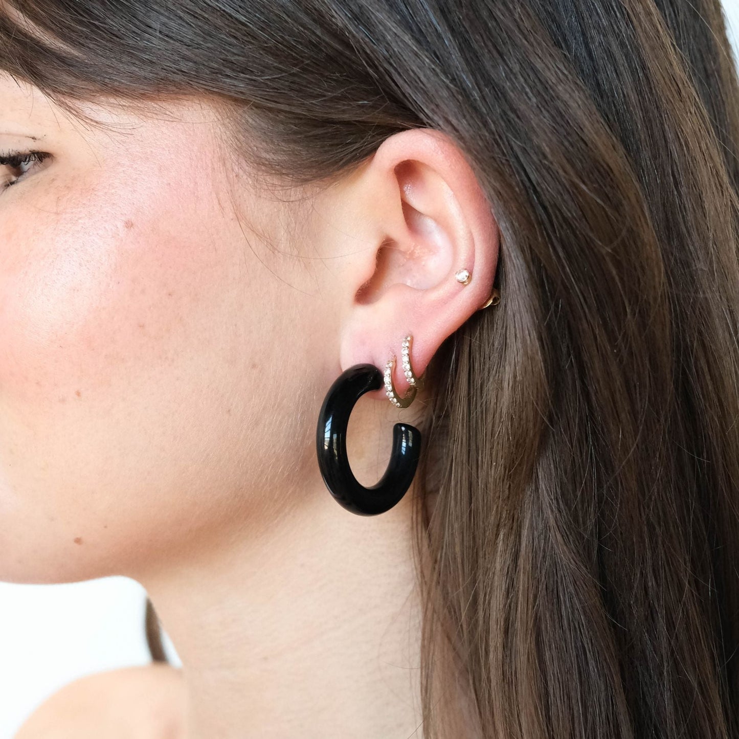 Black Acrylic Hoop Earrings