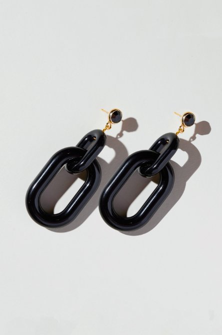 Black Acrylic Chain Statement Earrings