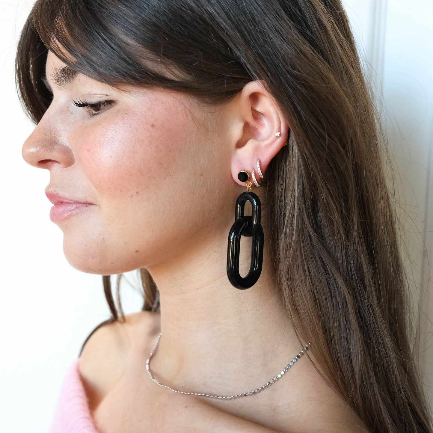 Black Acrylic Chain Statement Earrings