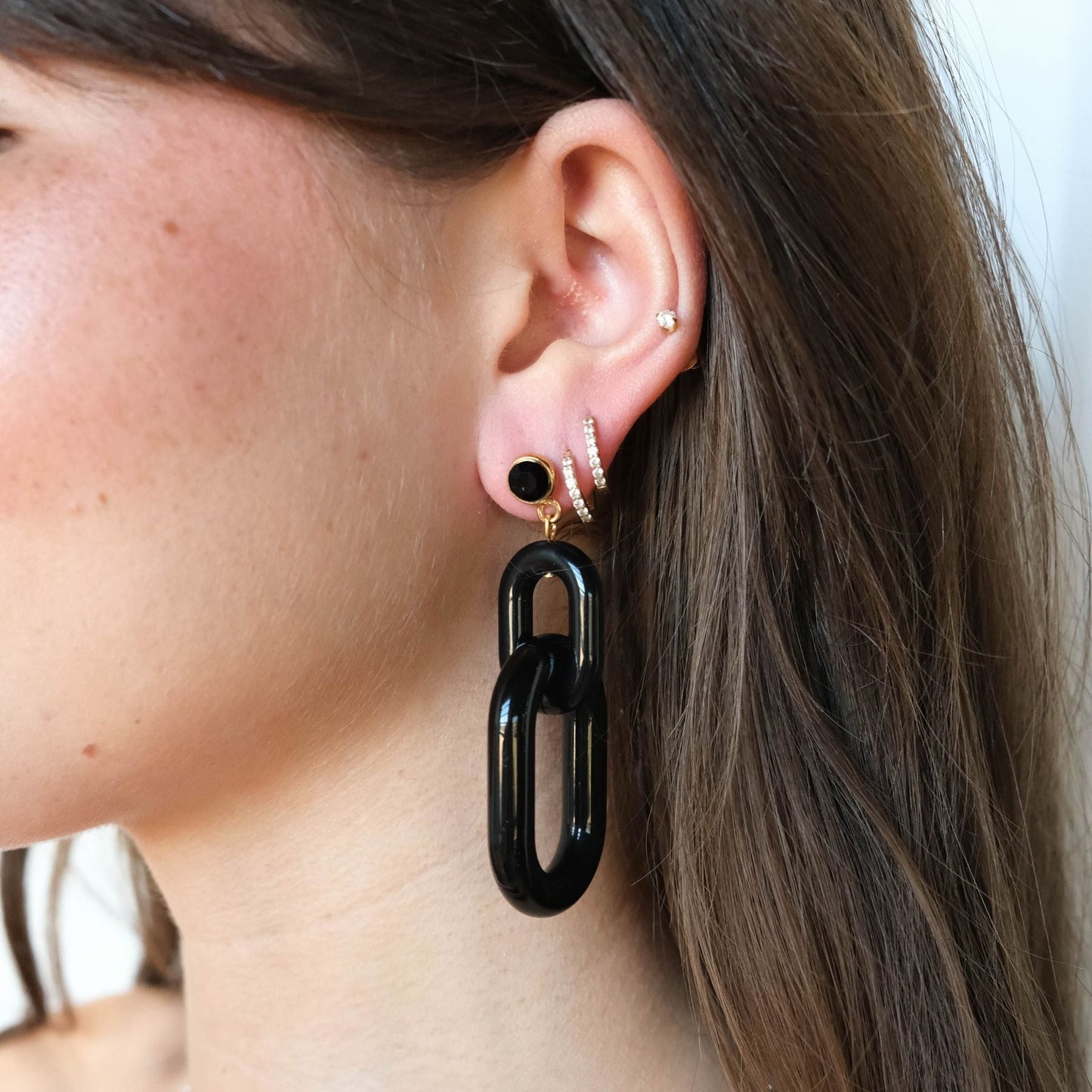 Black Acrylic Chain Statement Earrings