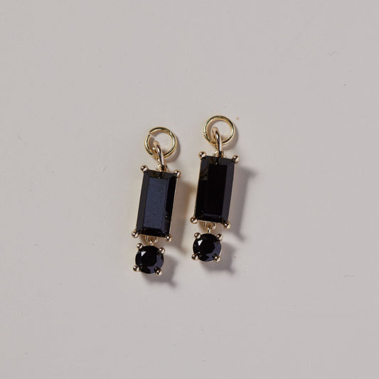 Black Crystal Baguette Charms for Jewelry Design