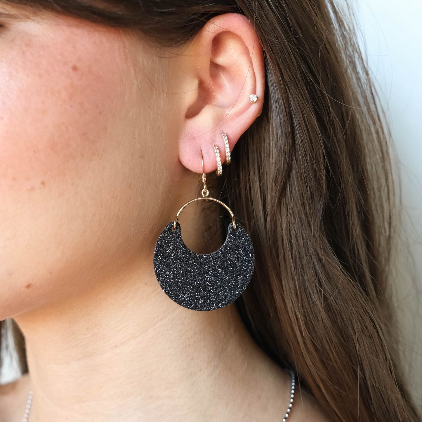 Black Sparkle Earrings with Dazzling Design