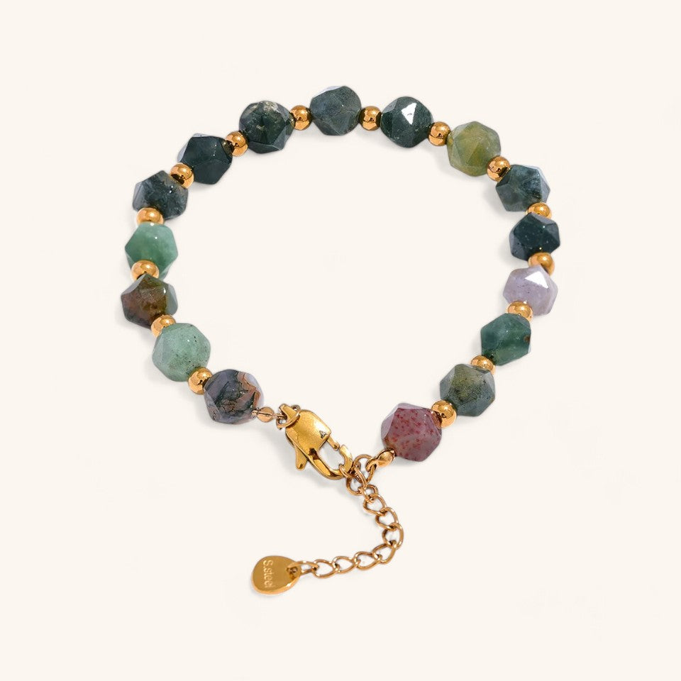 Natural Agate Stone Beads Chain Bracelet