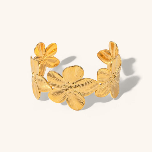 Wide Cuff Flower Design Bracelet