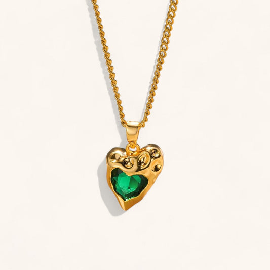 Zircon Gold Heart Shaped Pendant Necklace