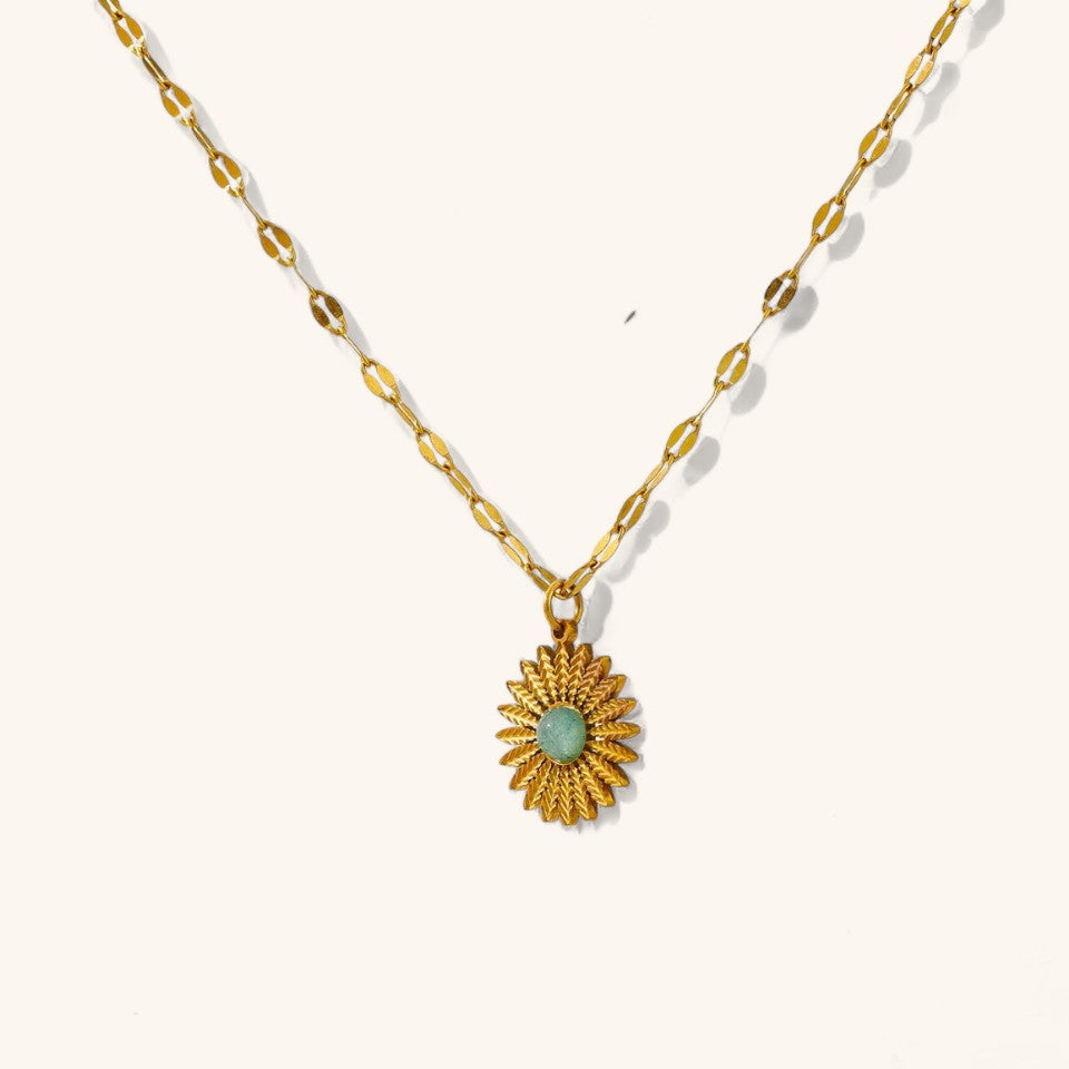 Floral Stone Pendant Necklace in Elegant Design