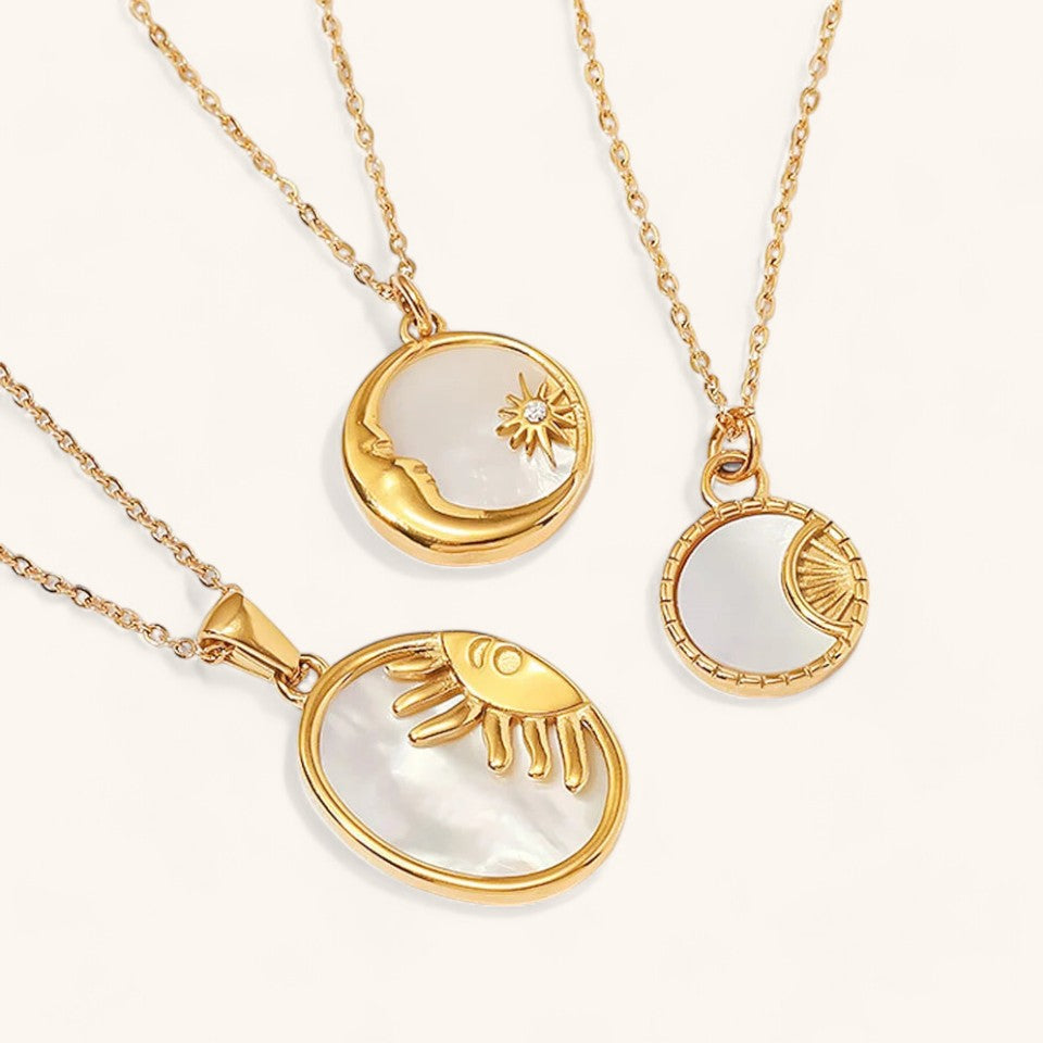 Celestial Moon and Star Pendant Necklace