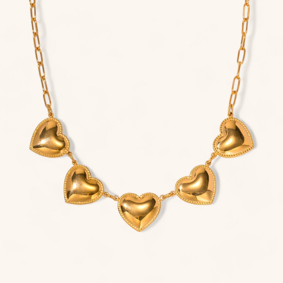 Gold Heart Bezel Pendant Necklace