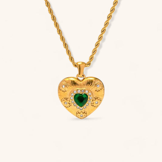 Vintage Heart Shaped Zircon Necklace