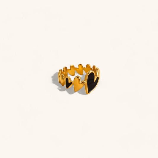 Gold Heart Star Design Ring