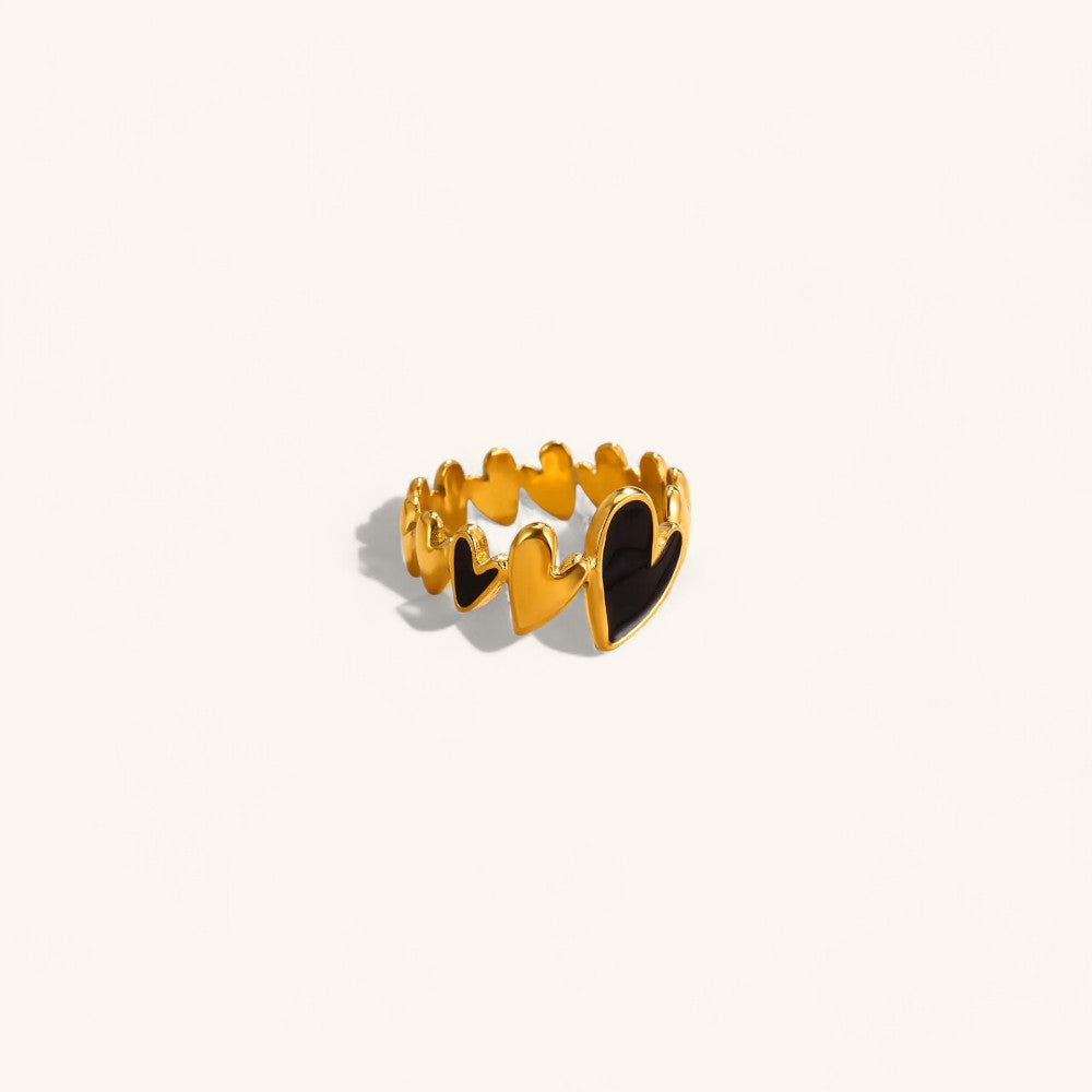 Gold Heart and Star Ring Design