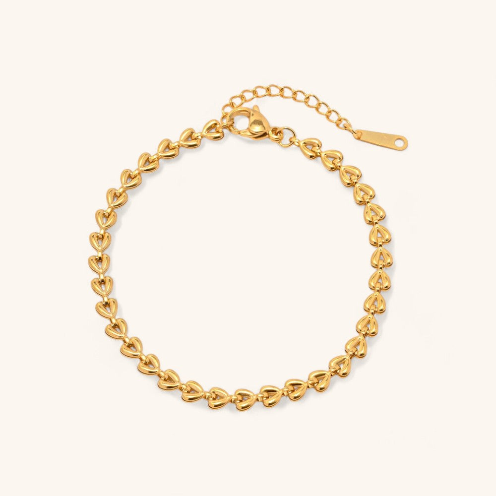 Hollow Heart Braided Gold Plated Bracelet