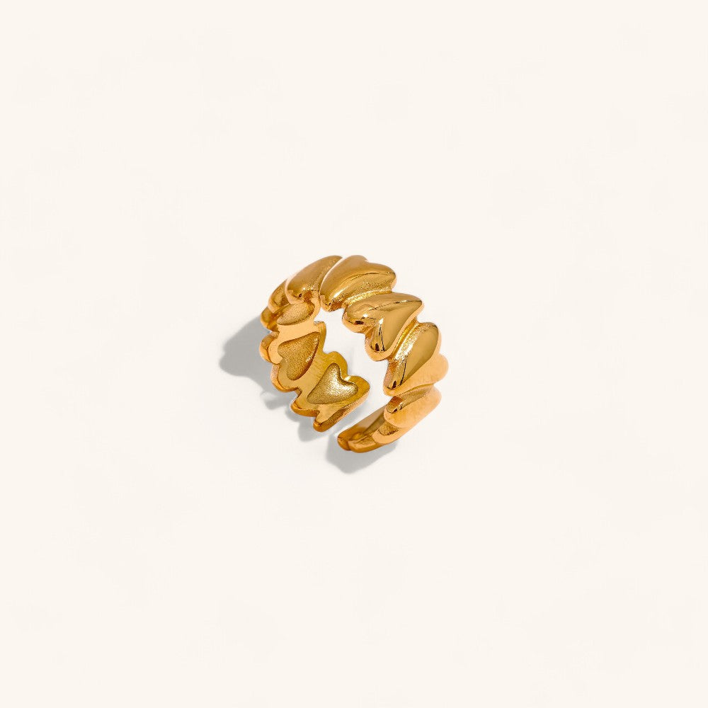 Elegant Gold Heart Open Ring Design